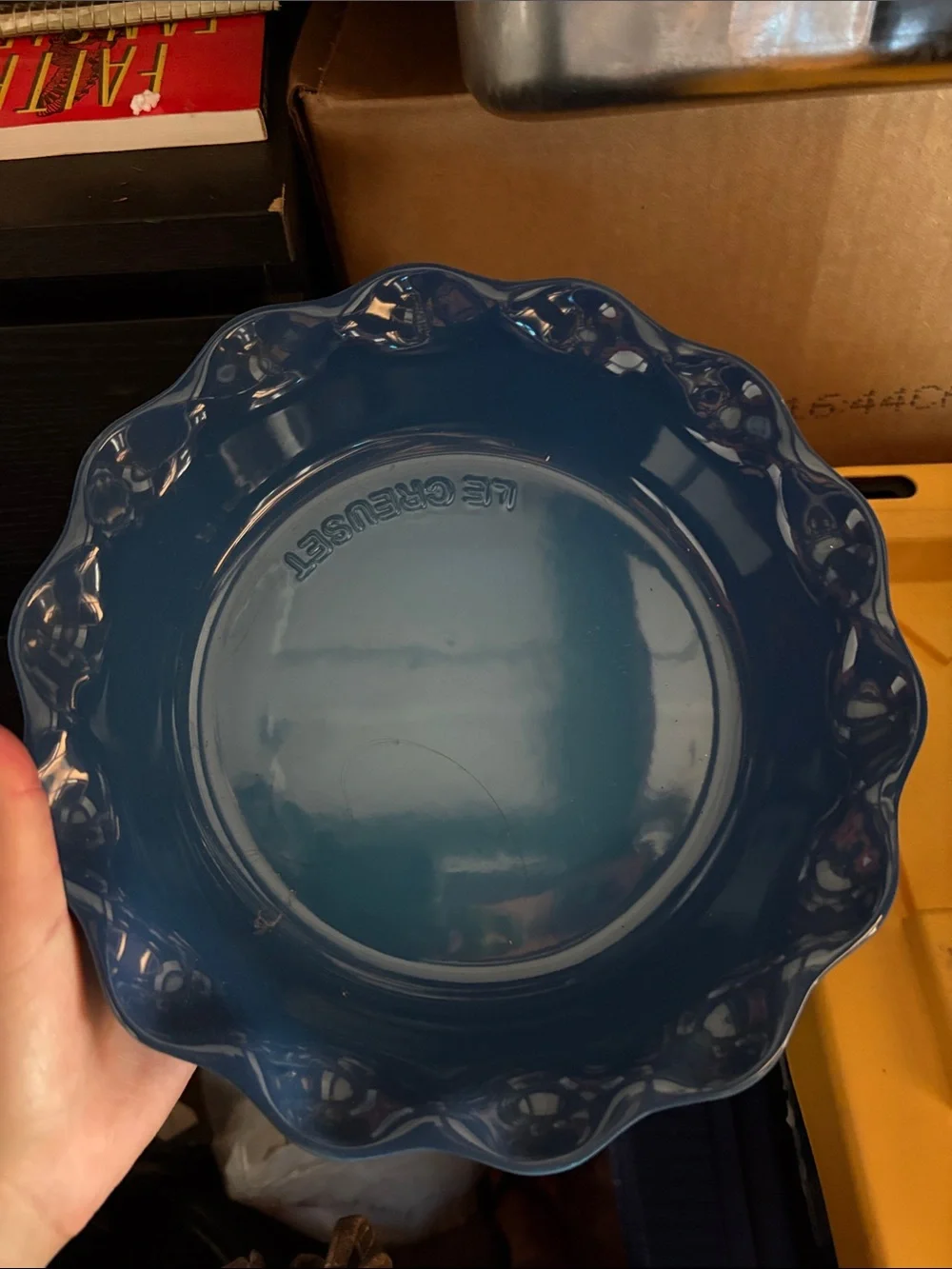 Le Creuset Turquoise Blue Scalloped Stoneware Dish